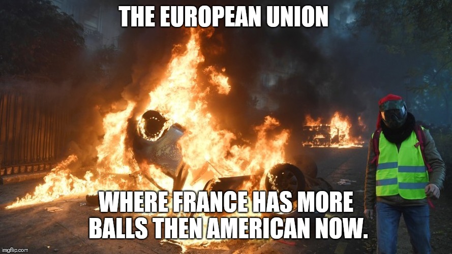 anti globalist | THE EUROPEAN UNION; WHERE FRANCE HAS MORE BALLS THEN AMERICAN NOW. | image tagged in anti globalist | made w/ Imgflip meme maker