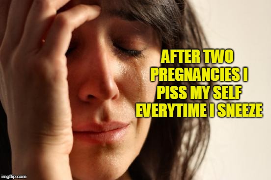 First World Problems Meme | AFTER TWO PREGNANCIES I PISS MY SELF EVERYTIME I SNEEZE | image tagged in memes,first world problems | made w/ Imgflip meme maker