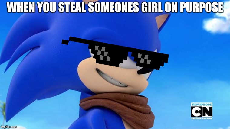 Sonic Meme | WHEN YOU STEAL SOMEONES GIRL ON PURPOSE | image tagged in sonic meme | made w/ Imgflip meme maker