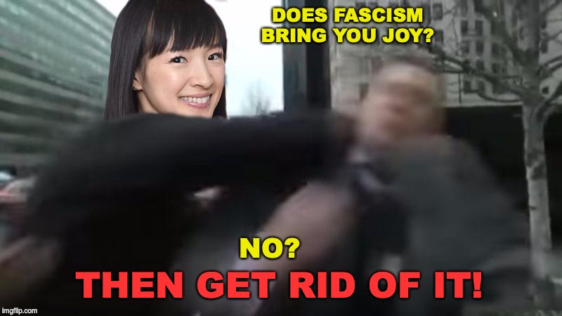 Marie Kondoing America | DOES FASCISM BRING YOU JOY? NO? THEN GET RID OF IT! | image tagged in fascism,nazi,clean up,alt right,antifa | made w/ Imgflip meme maker