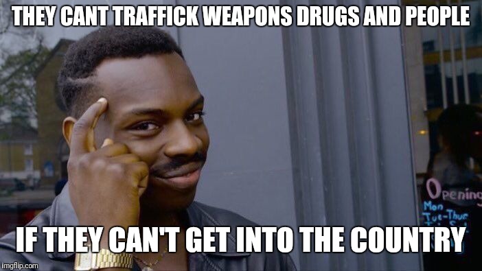 If some of you think the wall is bad
 | THEY CANT TRAFFICK WEAPONS DRUGS AND PEOPLE; IF THEY CAN'T GET INTO THE COUNTRY | image tagged in memes,roll safe think about it | made w/ Imgflip meme maker