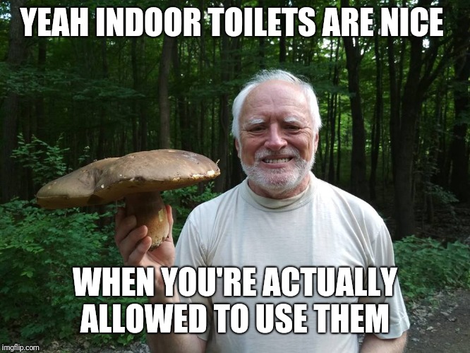 YEAH INDOOR TOILETS ARE NICE WHEN YOU'RE ACTUALLY ALLOWED TO USE THEM | made w/ Imgflip meme maker