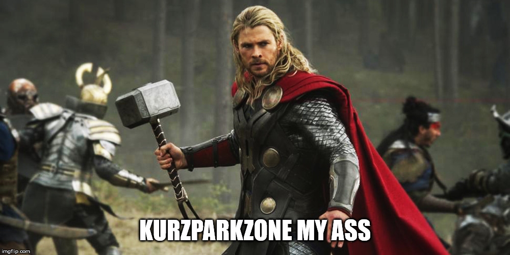 Thor Hammer | KURZPARKZONE MY ASS | image tagged in thor hammer | made w/ Imgflip meme maker