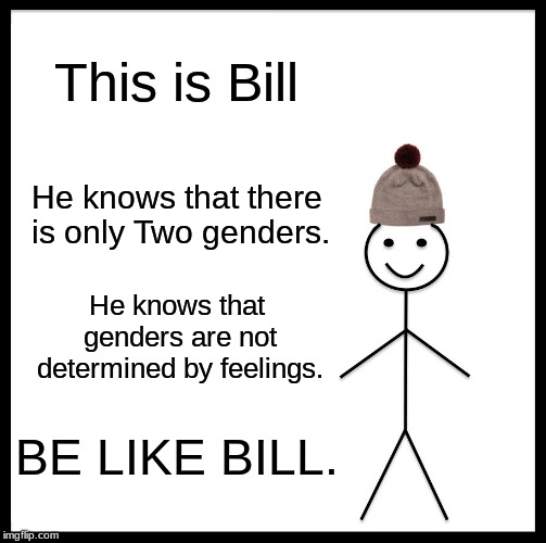 Be Like Bill Meme | This is Bill; He knows that there is only Two genders. He knows that genders are not determined by feelings. BE LIKE BILL. | image tagged in memes,be like bill | made w/ Imgflip meme maker