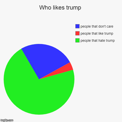 Who likes trump | people that hate trump, people that like trump, people that don't care | image tagged in funny,pie charts | made w/ Imgflip chart maker
