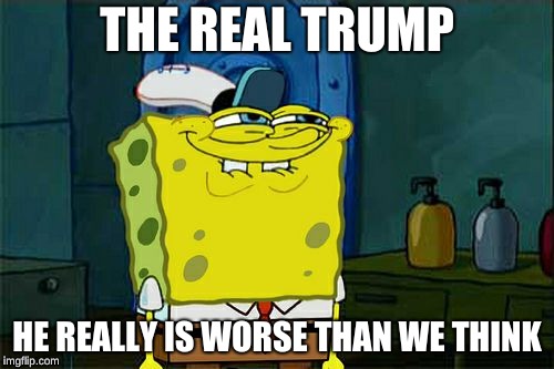 He's worse than he seems! | THE REAL TRUMP; HE REALLY IS WORSE THAN WE THINK | image tagged in memes,dont you squidward | made w/ Imgflip meme maker