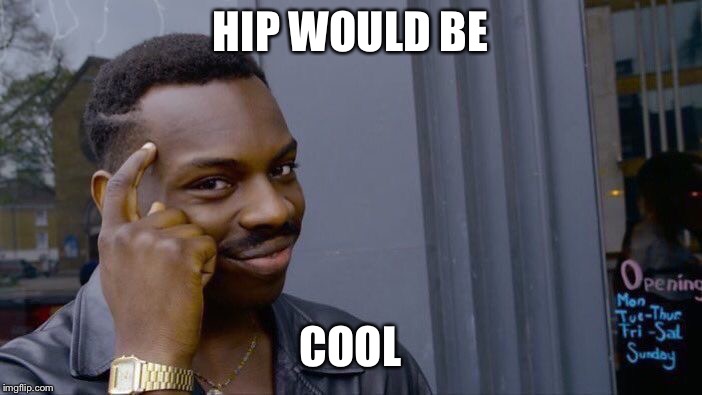 Roll Safe Think About It Meme | HIP WOULD BE COOL | image tagged in memes,roll safe think about it | made w/ Imgflip meme maker