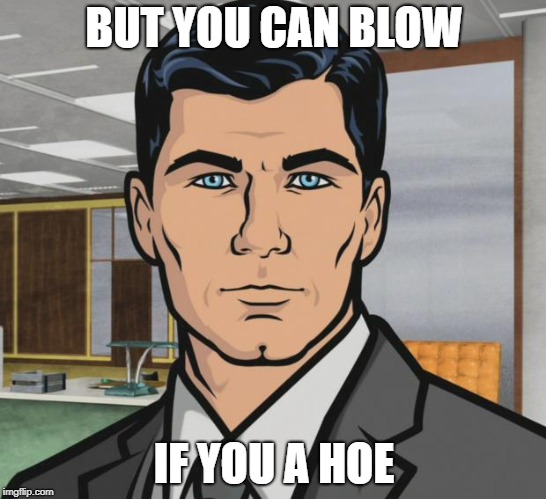 Archer | BUT YOU CAN BLOW; IF YOU A HOE | image tagged in memes,archer | made w/ Imgflip meme maker
