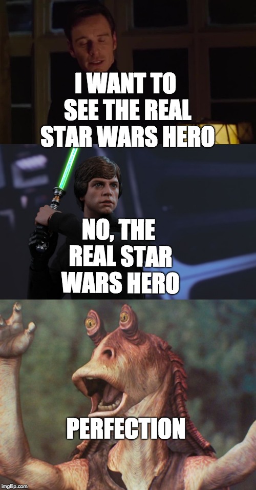 Star Wars Hero | NO, THE REAL STAR WARS HERO; I WANT TO SEE THE REAL STAR WARS HERO; PERFECTION | image tagged in starwars | made w/ Imgflip meme maker
