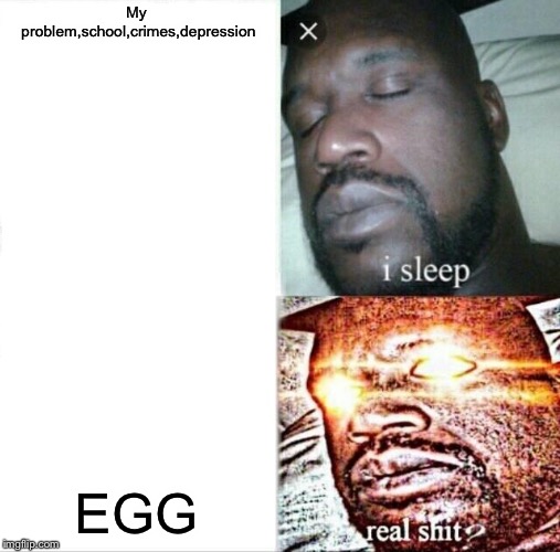 Sleeping Shaq | My problem,school,crimes,depression; EGG | image tagged in memes,sleeping shaq | made w/ Imgflip meme maker