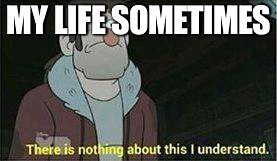 me:  | MY LIFE SOMETIMES | image tagged in gravity falls nothing i understand,my life | made w/ Imgflip meme maker