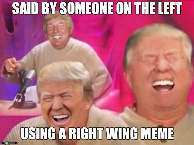 Laughing Trump | SAID BY SOMEONE ON THE LEFT USING A RIGHT WING MEME | image tagged in laughing trump | made w/ Imgflip meme maker