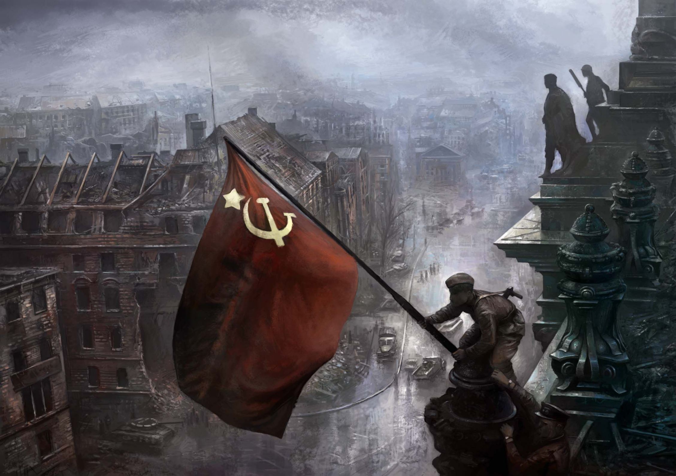 Soviet Flag on Reichstag Blank Meme Template