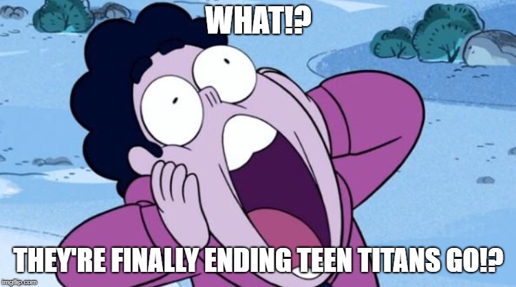 Steven Universe NOOO | WHAT!? THEY'RE FINALLY ENDING TEEN TITANS GO!? | image tagged in steven universe nooo | made w/ Imgflip meme maker