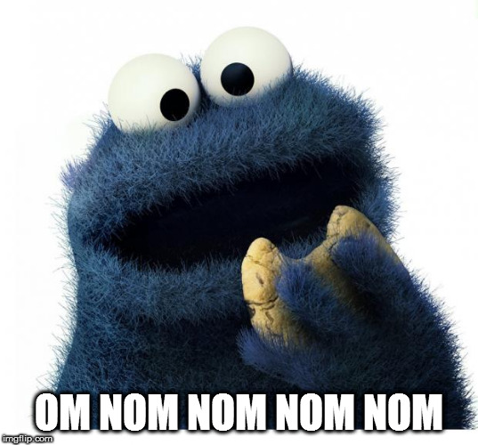 Cookie Monster Love Story | OM NOM NOM NOM NOM | image tagged in cookie monster love story | made w/ Imgflip meme maker