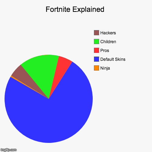 Fortnite Explained | Ninja, Default Skins, Pros, Children, Hackers | image tagged in funny,pie charts | made w/ Imgflip chart maker