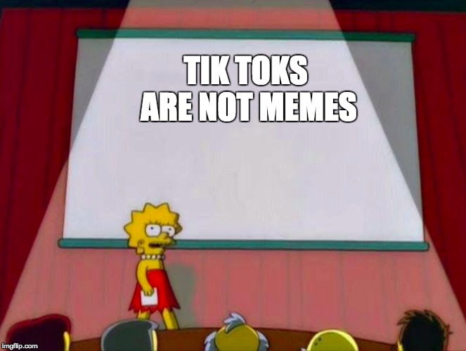 TIK TOKS ARE NOT MEMES | image tagged in lisa presentation | made w/ Imgflip meme maker