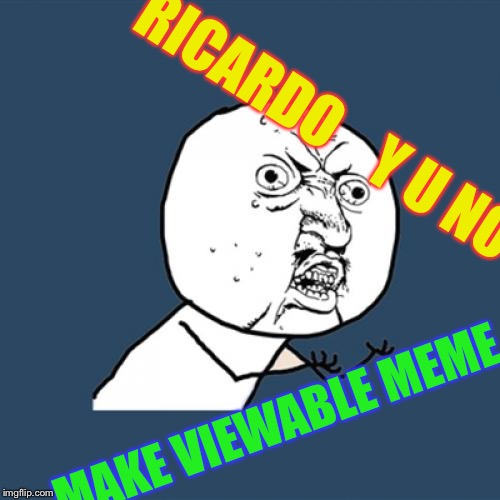 Y U No Meme | RICARDO    Y U NO MAKE VIEWABLE MEME | image tagged in memes,y u no | made w/ Imgflip meme maker