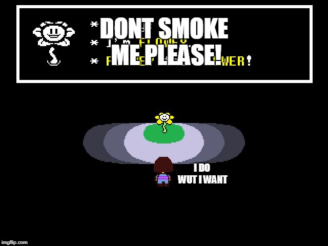 Undertale Flowey | DONT SMOKE ME PLEASE! I DO WUT I WANT | image tagged in undertale flowey | made w/ Imgflip meme maker