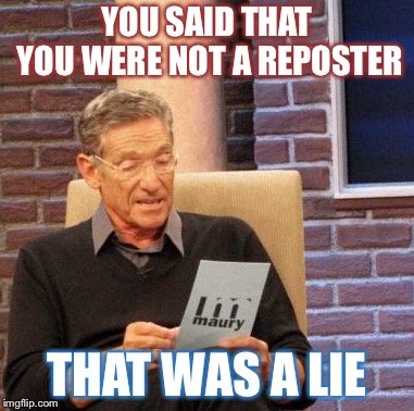 Maury Lie Detector Meme | YOU SAID THAT YOU WERE NOT A REPOSTER; THAT WAS A LIE | image tagged in memes,maury lie detector | made w/ Imgflip meme maker
