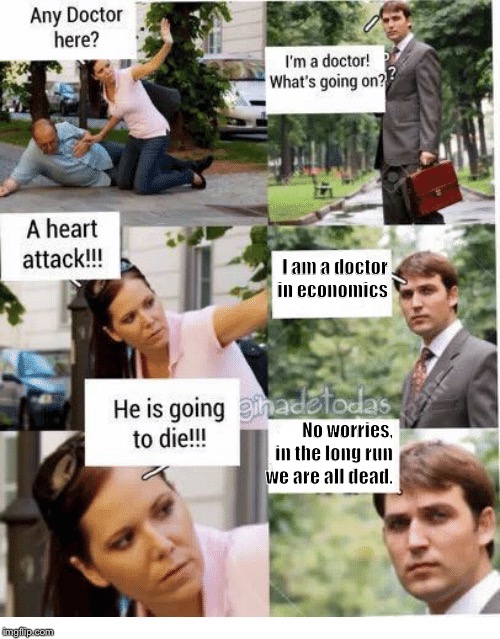 Doctor | I am a doctor in economics; No worries, in the long run we are all dead. | image tagged in doctor | made w/ Imgflip meme maker