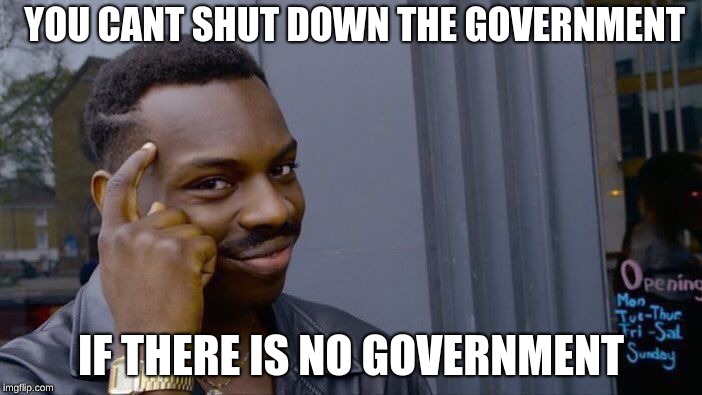 Roll Safe Think About It | YOU CANT SHUT DOWN THE GOVERNMENT; IF THERE IS NO GOVERNMENT | image tagged in memes,roll safe think about it | made w/ Imgflip meme maker