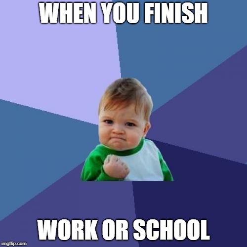 Success Kid | WHEN YOU FINISH; WORK OR SCHOOL | image tagged in memes,success kid | made w/ Imgflip meme maker