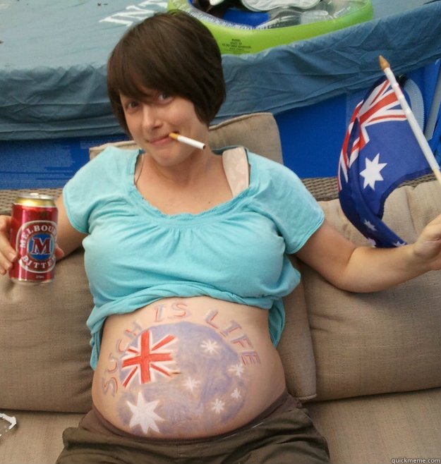 High Quality Pregnant Aussie Beer Cigarette Blank Meme Template