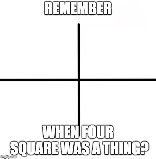 Blank Starter Pack | REMEMBER; WHEN FOUR SQUARE WAS A THING? | image tagged in memes,blank starter pack | made w/ Imgflip meme maker