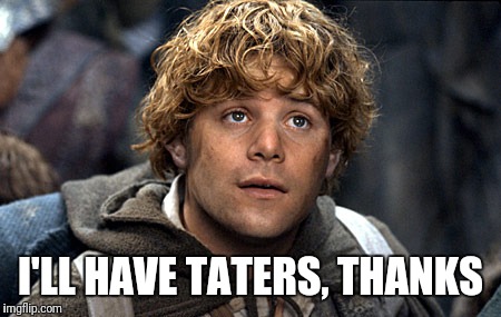 samwise | I'LL HAVE TATERS, THANKS | image tagged in samwise | made w/ Imgflip meme maker