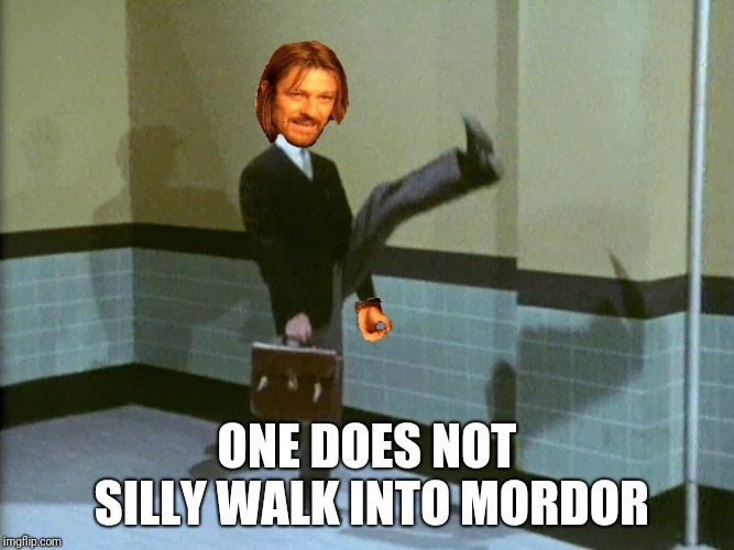 You can try |  ONE DOES NOT SILLY WALK INTO MORDOR | image tagged in one does not simply,memes,monty python,silly walk | made w/ Imgflip meme maker