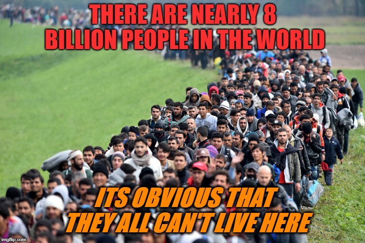 muslim-welfare-migrants |  THERE ARE NEARLY 8 BILLION PEOPLE IN THE WORLD; ITS OBVIOUS THAT THEY ALL CAN'T LIVE HERE | image tagged in muslim-welfare-migrants | made w/ Imgflip meme maker