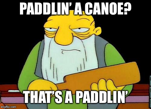 That's a paddlin' | PADDLIN’ A CANOE? THAT’S A PADDLIN’ | image tagged in memes,that's a paddlin' | made w/ Imgflip meme maker