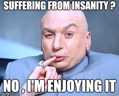 one million dollars | SUFFERING FROM INSANITY ? NO , I'M ENJOYING IT | image tagged in one million dollars | made w/ Imgflip meme maker