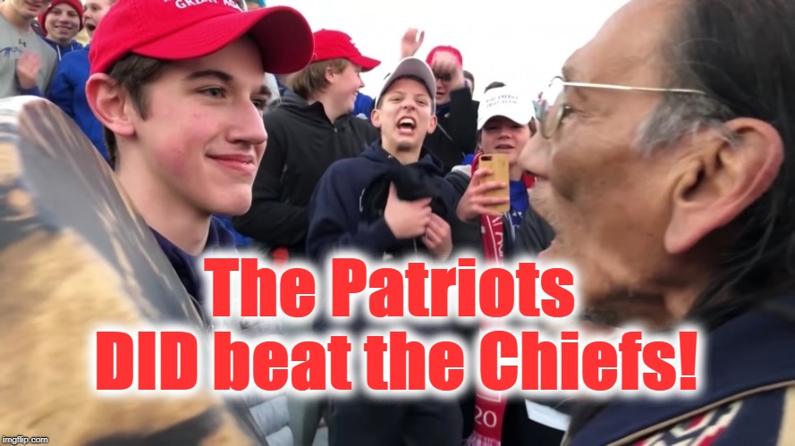 A Patriot VS a Chief | The Patriots DID beat the Chiefs! | image tagged in patriots,usa,funny,activism,leftists,america | made w/ Imgflip meme maker