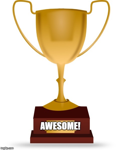 Blank Trophy | AWESOME! | image tagged in blank trophy | made w/ Imgflip meme maker