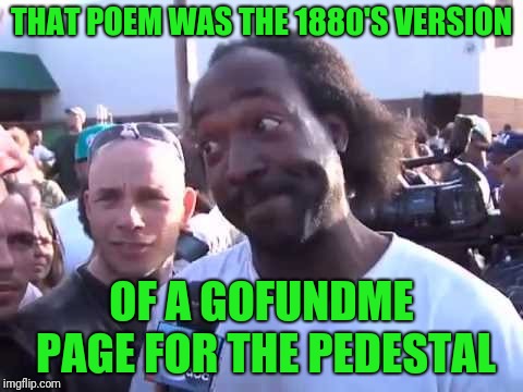 THAT POEM WAS THE 1880'S VERSION OF A GOFUNDME PAGE FOR THE PEDESTAL | image tagged in how you go'n' | made w/ Imgflip meme maker