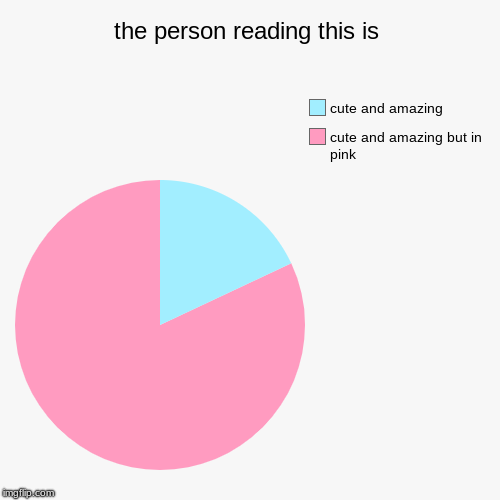the person reading this is | cute and amazing but in pink, cute and amazing | image tagged in funny,pie charts | made w/ Imgflip chart maker