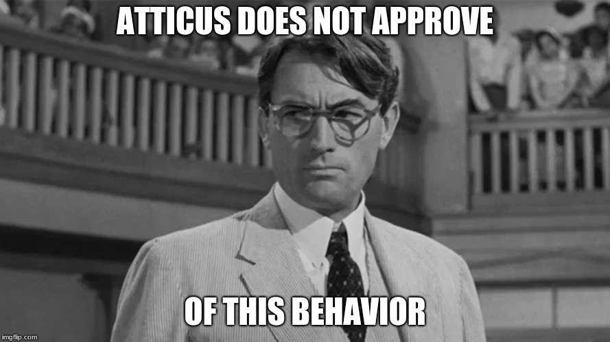 Atticus does not approve | ATTICUS DOES NOT APPROVE; OF THIS BEHAVIOR | image tagged in atticus finch | made w/ Imgflip meme maker
