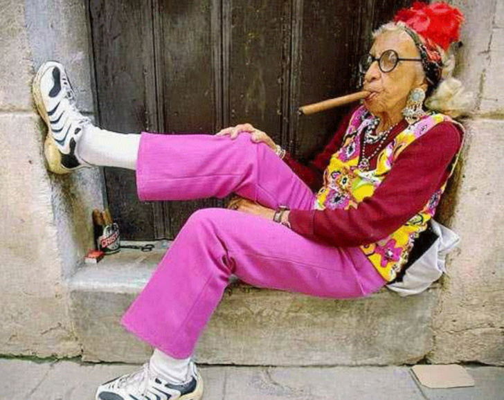 Old woman cigar birthday Template.