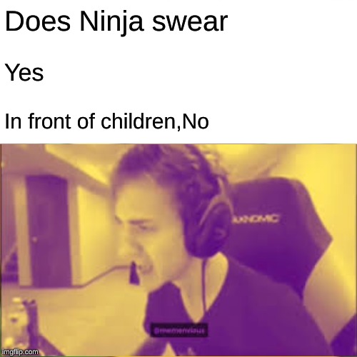 When I see Ninja | Does Ninja swear; Yes; In front of children,No | image tagged in ninja,funny meme,fortnite meme | made w/ Imgflip meme maker