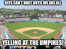There’s No Crying in Baseball  | REFS CAN’T WAIT UNTIL WE ARE ALL; YELLING AT THE UMPIRES! | image tagged in nfl referee,mlb baseball,there's no crying in baseball | made w/ Imgflip meme maker