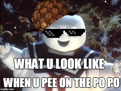 Stay Puft Marshmallow Man | WHAT U LOOK LIKE; WHEN U PEE ON THE PO PO | image tagged in stay puft marshmallow man | made w/ Imgflip meme maker
