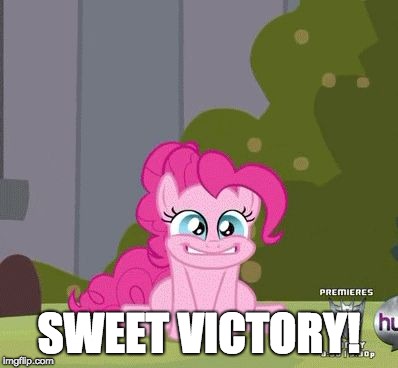 Excited Pinkie Pie | SWEET VICTORY! | image tagged in excited pinkie pie | made w/ Imgflip meme maker