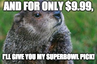 AND FOR ONLY $9.99, I'LL GIVE YOU MY SUPERBOWL PICK! | made w/ Imgflip meme maker