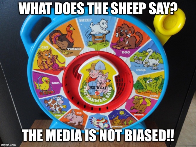 Media | WHAT DOES THE SHEEP SAY? THE MEDIA IS NOT BIASED!! | image tagged in biased media | made w/ Imgflip meme maker