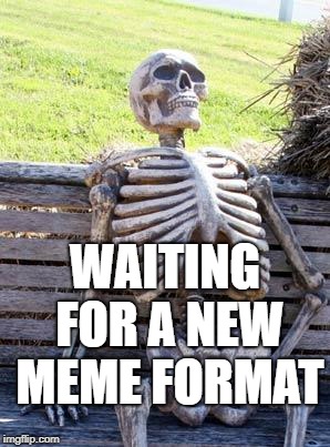 Waiting Skeleton Meme | WAITING FOR A NEW MEME FORMAT | image tagged in memes,waiting skeleton,imgflip | made w/ Imgflip meme maker