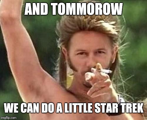 Joe dirt | AND TOMMOROW WE CAN DO A LITTLE STAR TREK | image tagged in joe dirt | made w/ Imgflip meme maker