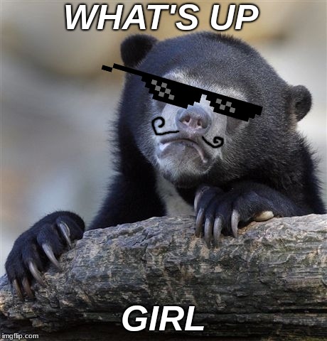 Gotta get dem girls | WHAT'S UP; GIRL | image tagged in memes,confession bear | made w/ Imgflip meme maker