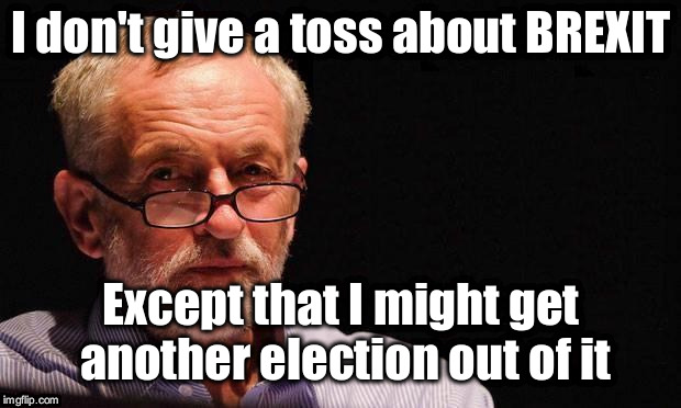 Corbyn - Brexit | I don't give a toss about BREXIT; Except that I might get another election out of it | image tagged in gtto jc4pm,wearecorbyn,corbyn eww,labourisdead,cultofcorbyn,weaintcorbyn | made w/ Imgflip meme maker